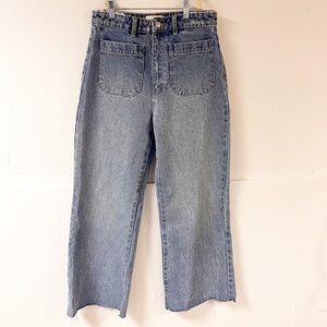 ROLLA'S  Sailor Wide Leg High Rise Jeans size 29 Patch Pocket Raw Hem